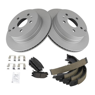 TRQ® - Rear Disc Brake Kit with Semi-Metallic Pads and Shoes