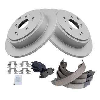 TRQ® - Rear Disc Brake Kit with Semi-Metallic Pads and Shoes