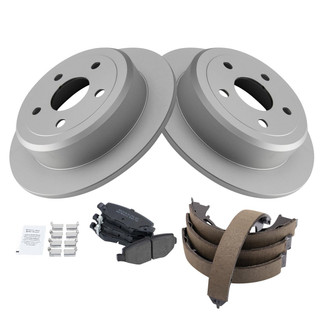 TRQ® - Rear Disc Brake Kit with Semi-Metallic Pads and Shoes