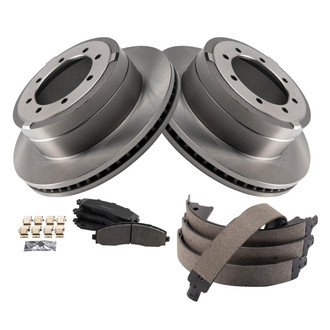 TRQ® - Rear Disc Brake Kit with Semi-Metallic Pads and Shoes