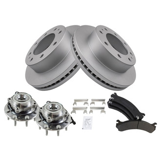 TRQ® - Front Disc Brake Kit with Semi-Metallic Pads and Hub Assemblies