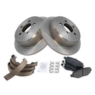 TRQ® - Rear Disc Brake Kit with Semi-Metallic Pads and Shoes