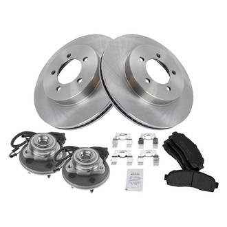 TRQ® - Front Disc Brake Kit with Semi-Metallic Pads and Hub Assemblies