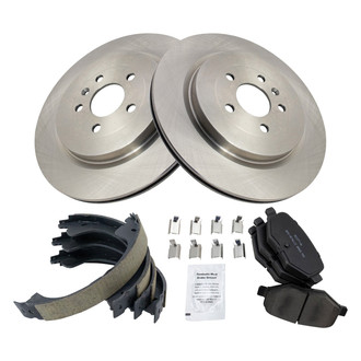 TRQ® - Rear Disc Brake Kit with Semi-Metallic Pads and Shoes