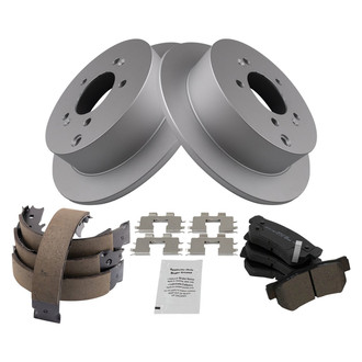 TRQ® - Rear Disc Brake Kit with Semi-Metallic Pads and Shoes