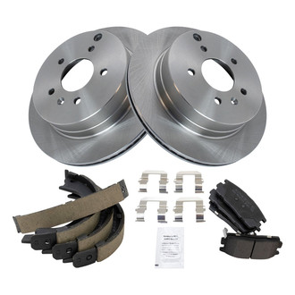 TRQ® - Rear Disc Brake Kit with Semi-Metallic Pads and Shoes