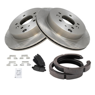 TRQ® - Rear Disc Brake Kit with Semi-Metallic Pads and Shoes