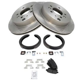 TRQ® - Rear Disc Brake Kit with Semi-Metallic Pads and Shoes