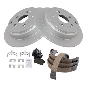 TRQ® - Rear Disc Brake Kit with Semi-Metallic Pads and Shoes