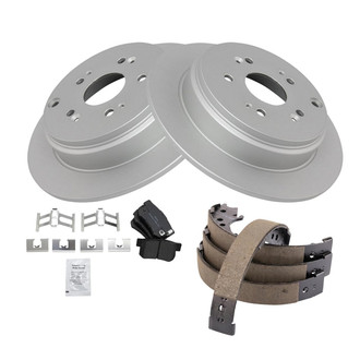 TRQ® - Rear Disc Brake Kit with Semi-Metallic Pads and Shoes