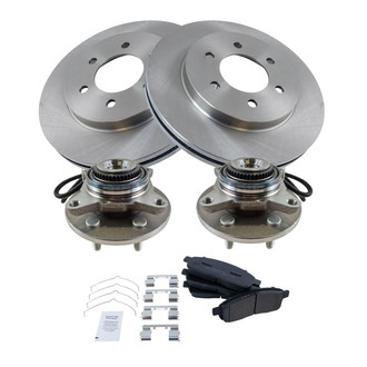 TRQ® - Front Disc Brake Kit with Semi-Metallic Pads and Hub Assemblies