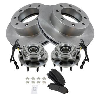 TRQ® - Front Disc Brake Kit with Semi-Metallic Pads and Hub Assemblies