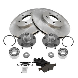TRQ® - Front Disc Brake Kit with Semi-Metallic Pads and Hub Assemblies