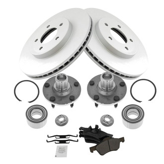 TRQ® - Front Disc Brake Kit with Semi-Metallic Pads and Hub Assemblies