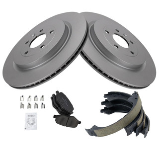 TRQ® - Rear Disc Brake Kit with Semi-Metallic Pads and Shoes