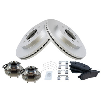 TRQ® - Front Disc Brake Kit with Semi-Metallic Pads and Hub Assemblies