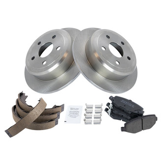 TRQ® - Rear Disc Brake Kit with Semi-Metallic Pads and Shoes