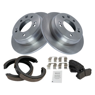 TRQ® - Rear Disc Brake Kit with Semi-Metallic Pads and Shoes