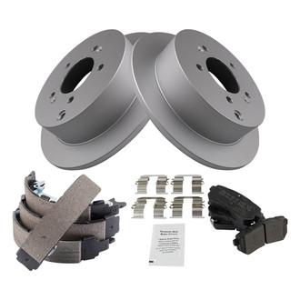 TRQ® - Rear Disc Brake Kit with Semi-Metallic Pads and Shoes