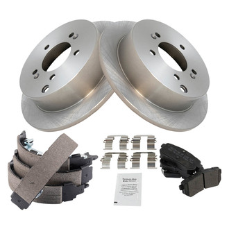 TRQ® - Rear Disc Brake Kit with Semi-Metallic Pads and Shoes