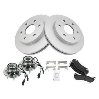 TRQ® - Front Disc Brake Kit with Semi-Metallic Pads and Hub Assemblies