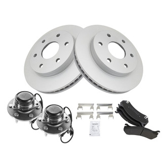 TRQ® - Front Disc Brake Kit with Semi-Metallic Pads and Hub Assemblies