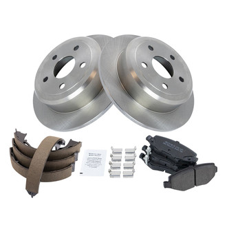 TRQ® - Rear Disc Brake Kit with Semi-Metallic Pads and Shoes