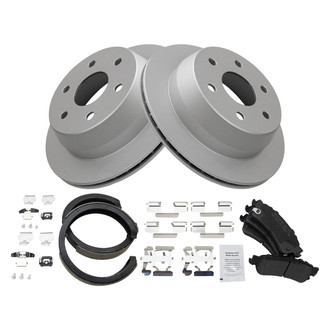 TRQ® - Rear Disc Brake Kit with Semi-Metallic Pads and Shoes