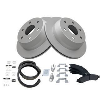 TRQ® - Rear Disc Brake Kit with Semi-Metallic Pads and Shoes