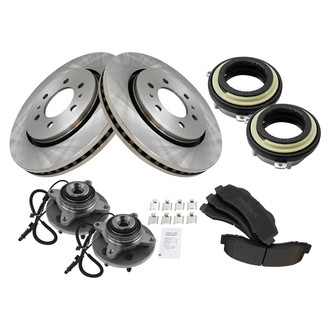 TRQ® - Front Disc Brake Kit with Semi-Metallic Pads and Hub Assemblies