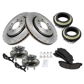 TRQ® - Front Disc Brake Kit with Semi-Metallic Pads and Hub Assemblies