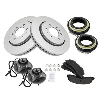 TRQ® - Front Disc Brake Kit with Semi-Metallic Pads and Hub Assemblies
