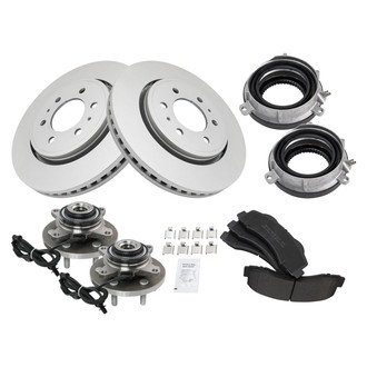 TRQ® - Front Disc Brake Kit with Semi-Metallic Pads and Hub Assemblies