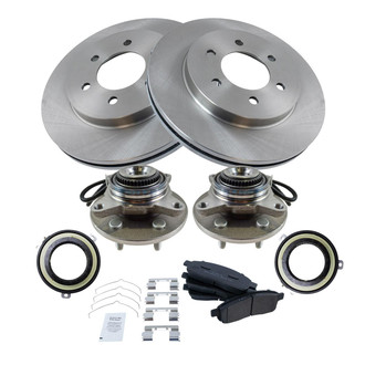 TRQ® - Front Disc Brake Kit with Semi-Metallic Pads and Hub Assemblies
