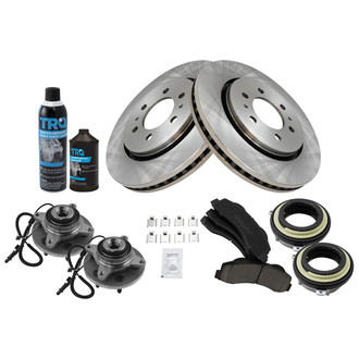 TRQ® - Front Disc Brake Kit with Ceramic Pads and Hub Assemblies