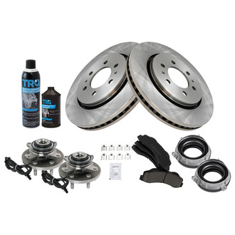 TRQ® - Front Disc Brake Kit with Ceramic Pads and Hub Assemblies