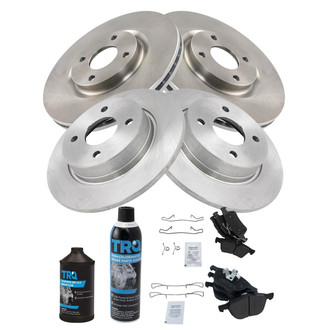 TRQ® - Front and Rear Disc Brake Kit with Semi-Metallic Pads