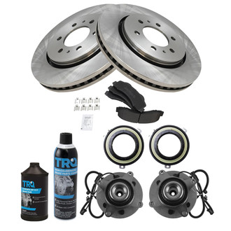 TRQ® - Front Disc Brake Kit with Semi-Metallic Pads and Hub Assemblies