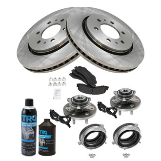TRQ® - Front Disc Brake Kit with Semi-Metallic Pads and Hub Assemblies