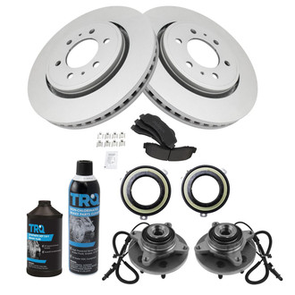 TRQ® - Front Disc Brake Kit with Semi-Metallic Pads and Hub Assemblies