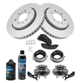 TRQ® - Front Disc Brake Kit with Semi-Metallic Pads and Hub Assemblies