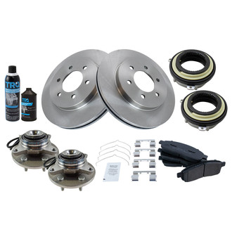 TRQ® - Front Disc Brake Kit with Semi-Metallic Pads and Hub Assemblies