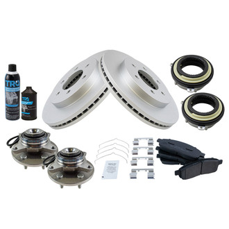 TRQ® - Front Disc Brake Kit with Semi-Metallic Pads and Hub Assemblies