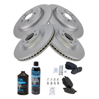 TRQ® - Front and Rear Disc Brake Kit with Semi-Metallic Pads