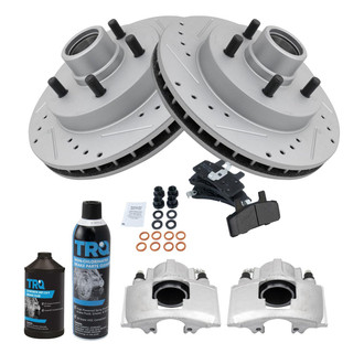 TRQ® - Performance Semi-Metallic Front Brake Kit with Calipers