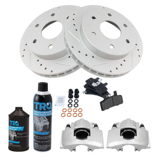 TRQ® - Performance Semi-Metallic Front Brake Kit with Calipers