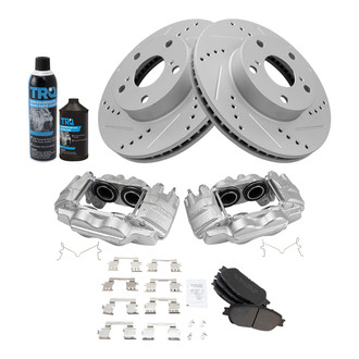 TRQ® - Performance Semi-Metallic Front Brake Kit with Calipers