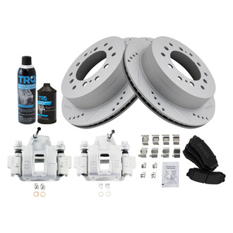 TRQ® - Performance Semi-Metallic Rear Brake Kit with Calipers