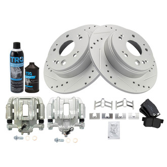 TRQ® - Performance Semi-Metallic Rear Brake Kit with Calipers