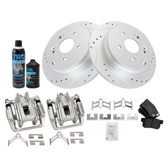 TRQ® - Performance Semi-Metallic Rear Brake Kit with Calipers